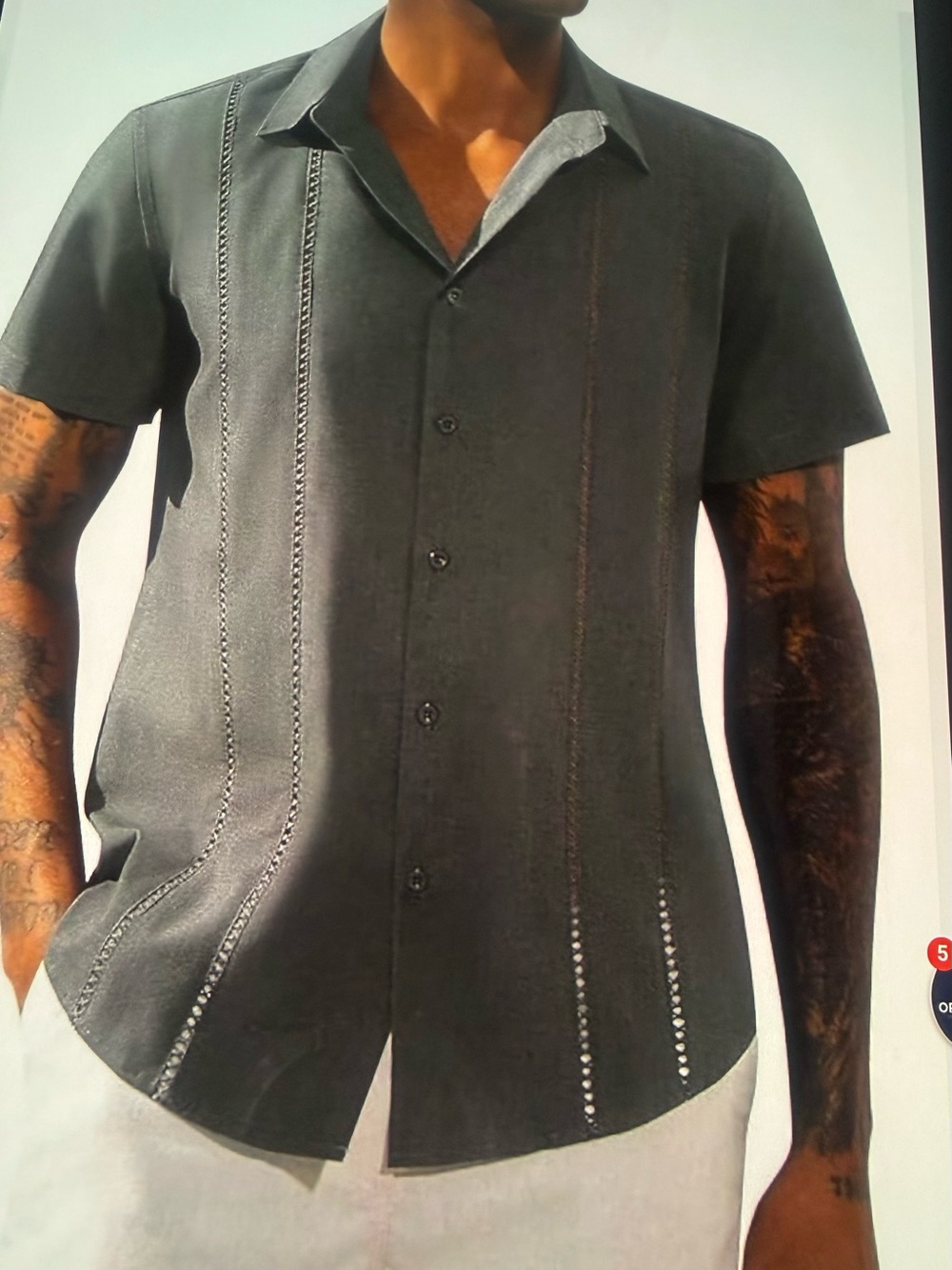 Men's Short-Sleeve Button-Up Shirt in Charcoal Gray